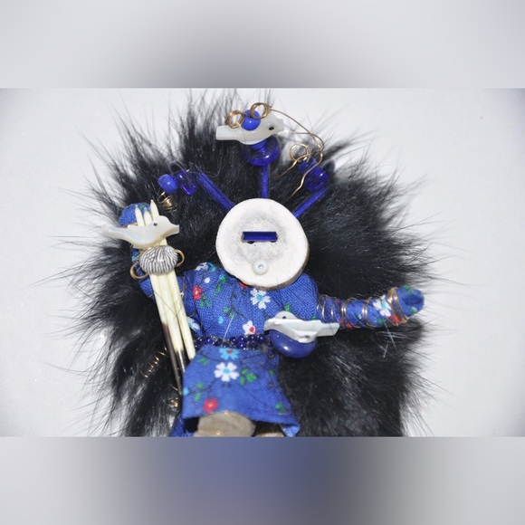 Alaskan Eskimo Figurine Christmas Ornament Real Fur Fabric Wire Originals - Picture 2 of 6